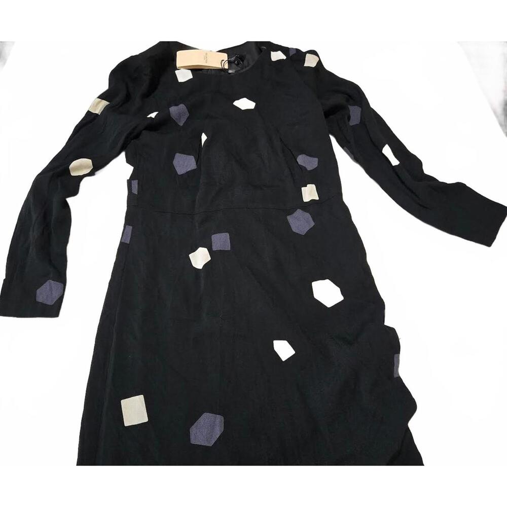 NWT Selected Femme Black Dress with Geometric Pattern Size 4